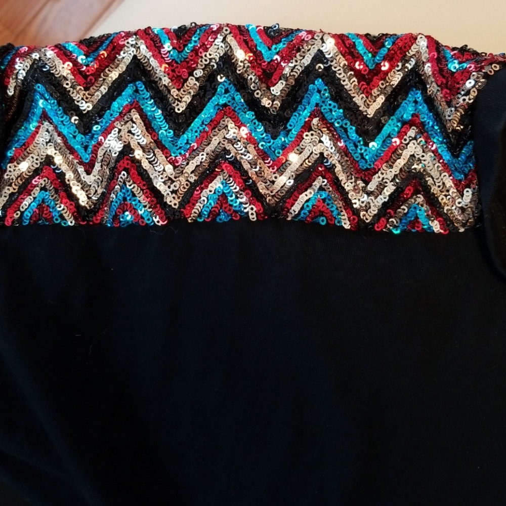 Zara Black Crop Sequen Patch Top - image 5